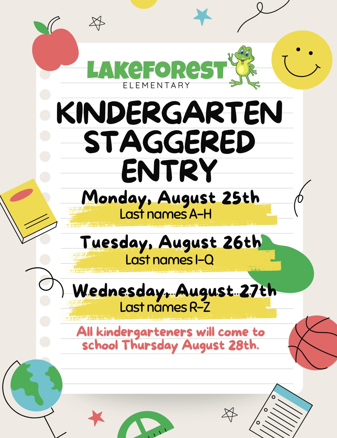  Kindergarten Staggered Entry